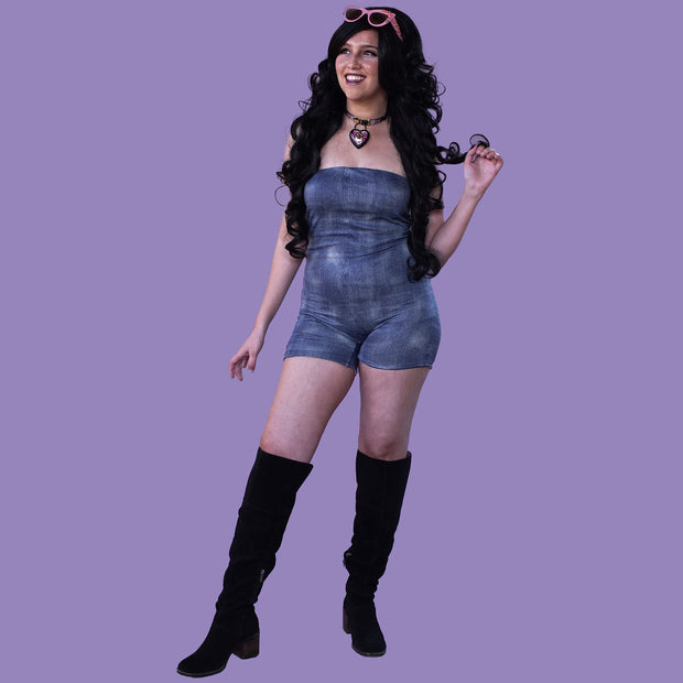 The Rosie Denim Printed Romper